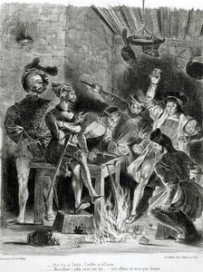 Méphistophélès et les compagnons de beuverie, de Faust de Goethe, 1828 (illustration)
